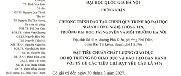 Giấy chứng nhận kiểm định chất lượng ngành CNTT